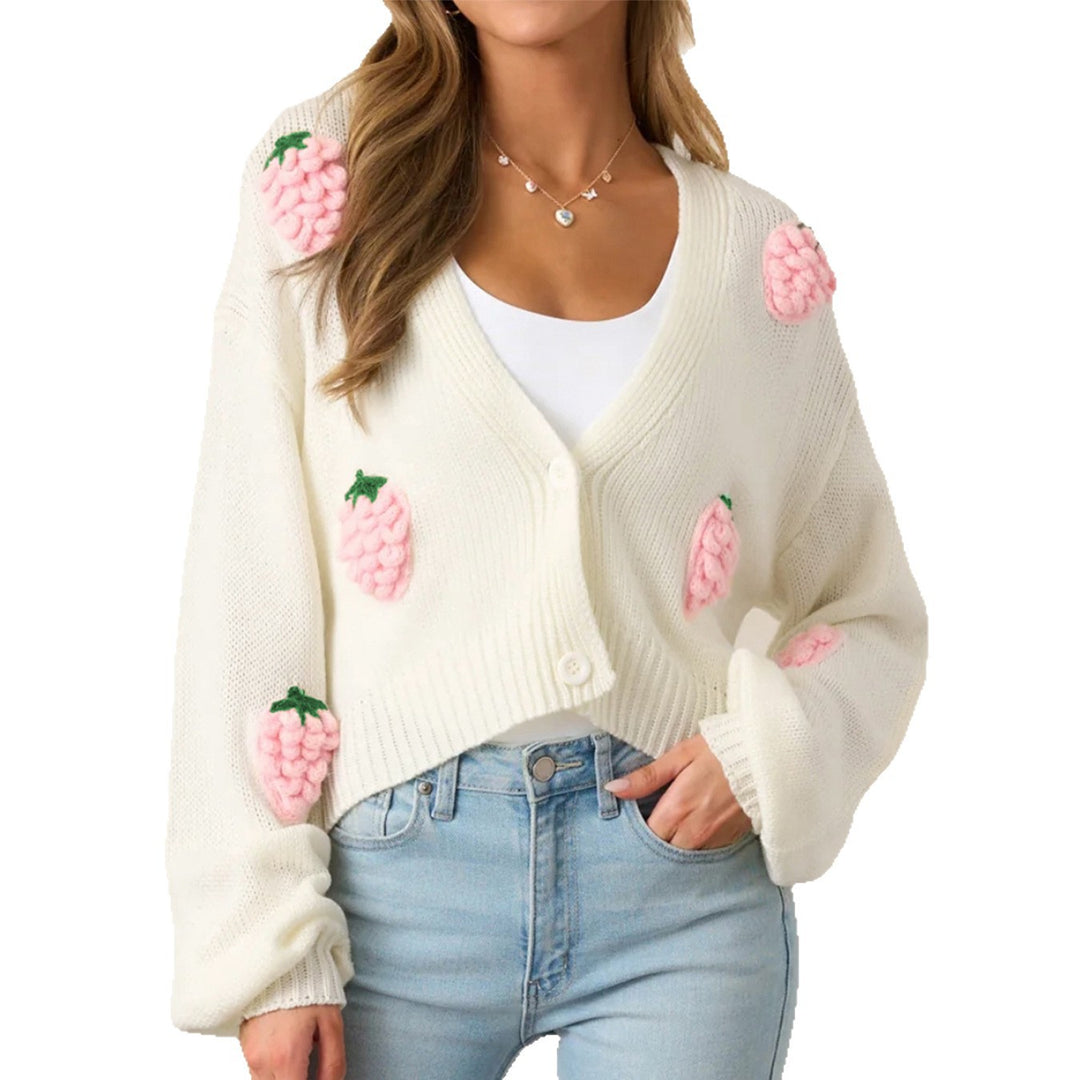 Casual women's vest with fruity appliqués and open sleeves Lune London