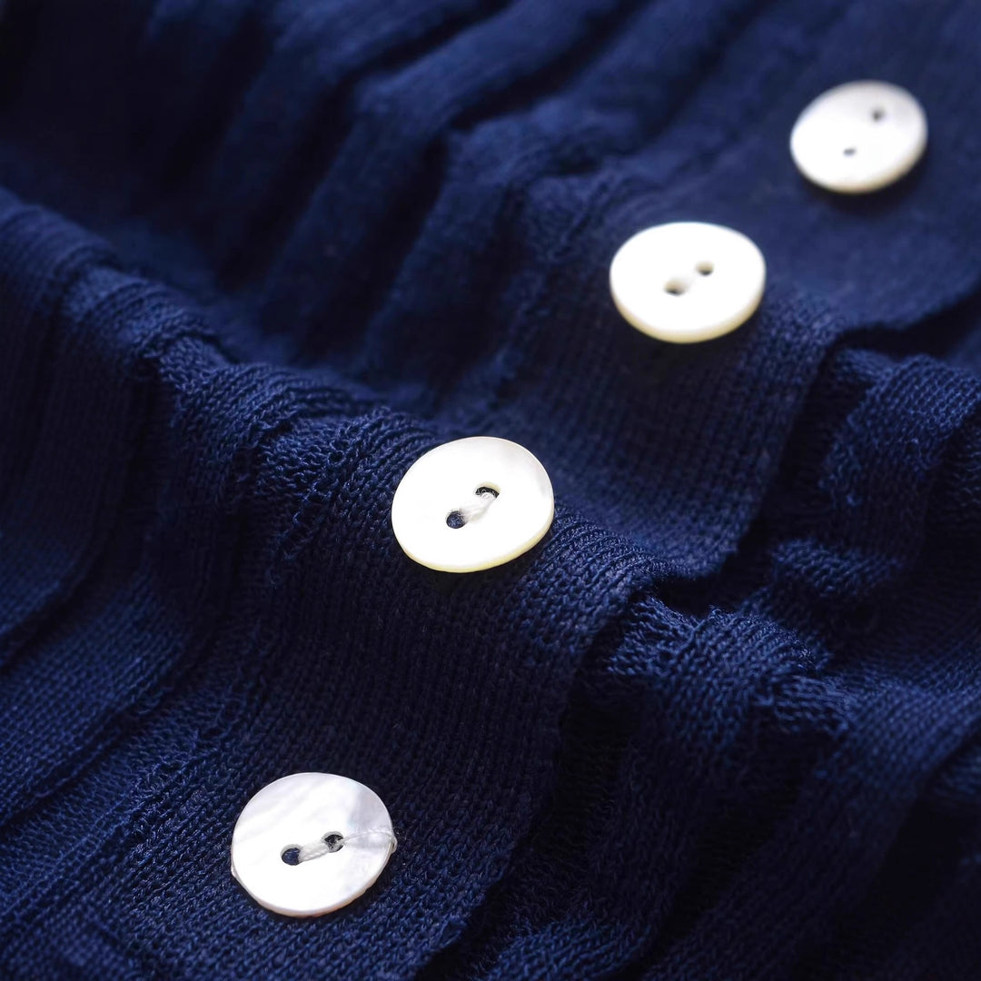 Women Long Sleeve Polo Shirt with an elegant rib structure and button placket Lune London