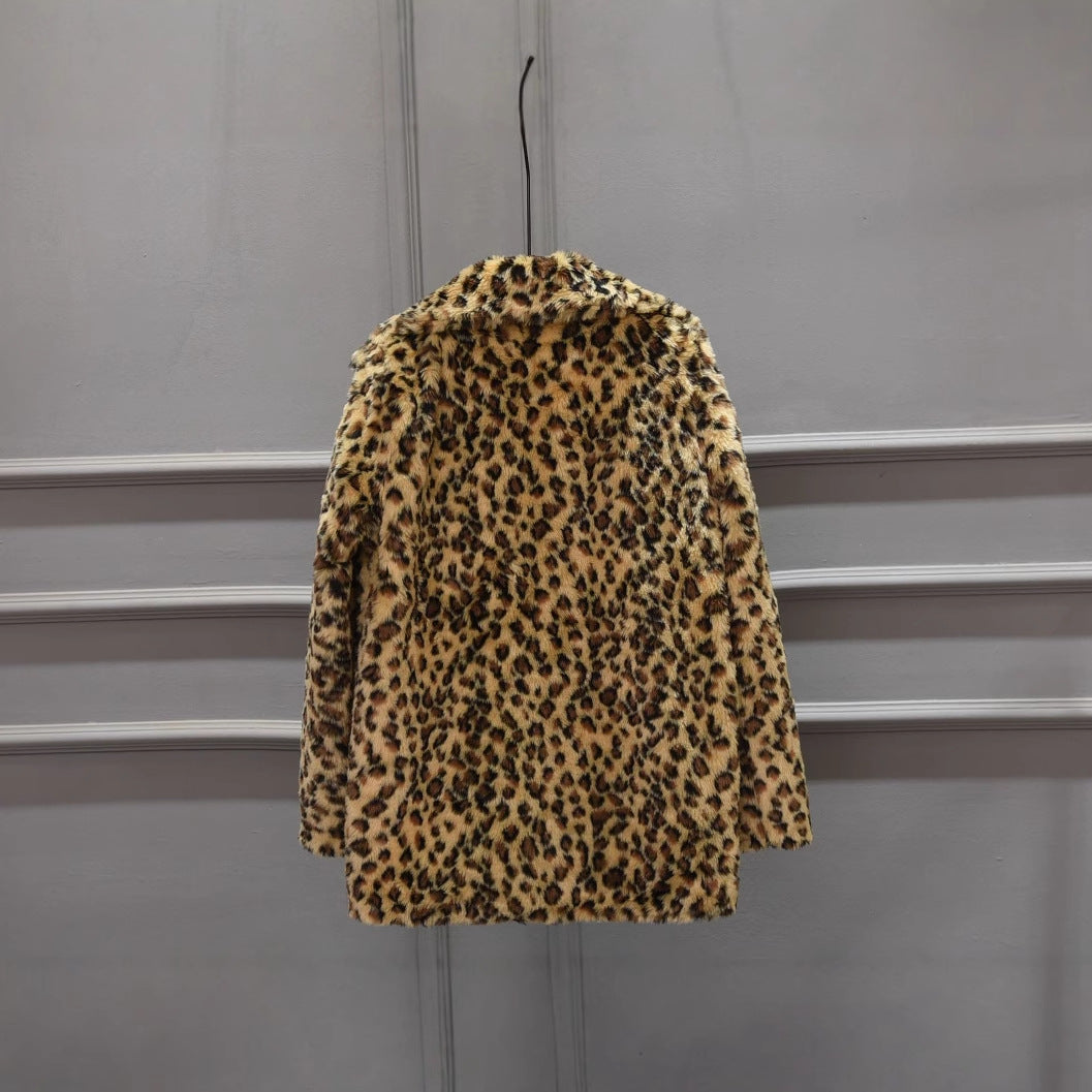 Luxury faux fur leopard print jacket for women Lune London