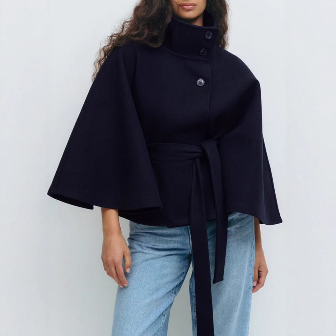 Lune London | Women's Wrap Jacket Stand Collar Loose Cut Sleeves Elegant Belt