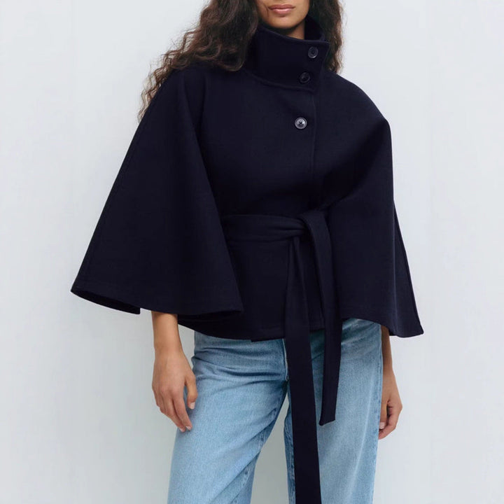 Lune London | Women's Wrap Jacket Stand Collar Loose Cut Sleeves Elegant Belt