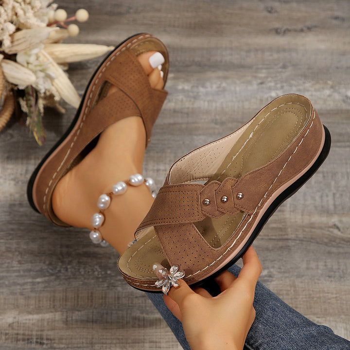 Lune London Elegant Perforated Slip-on Sandals for Women
