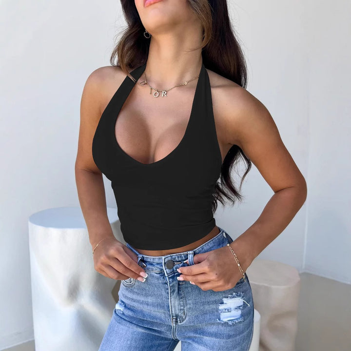 Women's one-sided cross-cut halter top Lune London