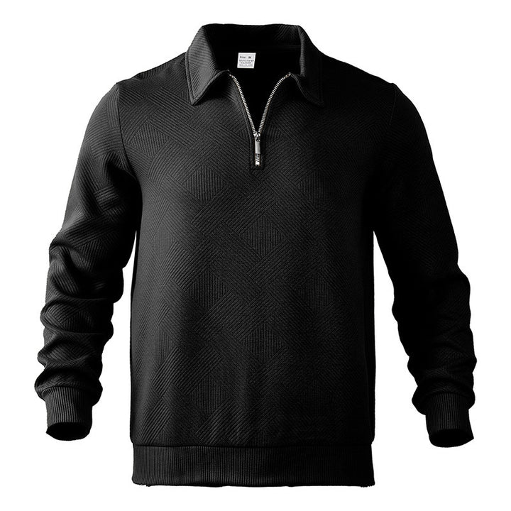 Knitted sweater for men with modern high collar and practical zipper Lune London