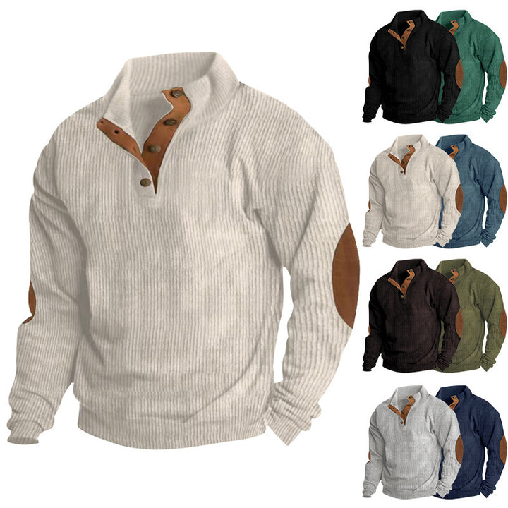Structured sweater for men with modern leather applications Lune London