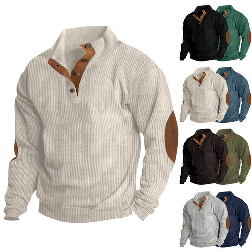 Structured sweater for men with modern leather applications Lune London
