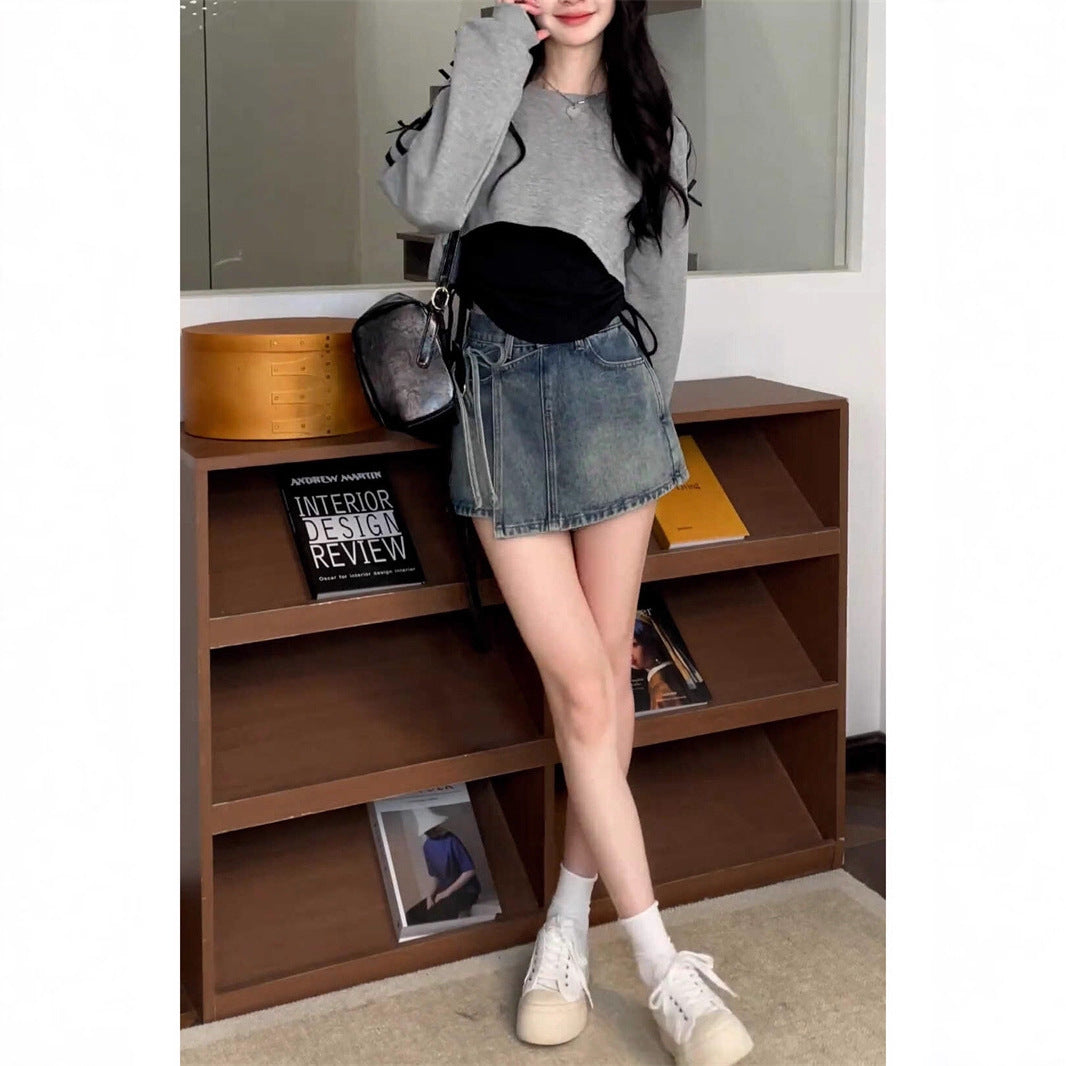 Women's casual oversized crop top with trendy tie bands Chic & Stil