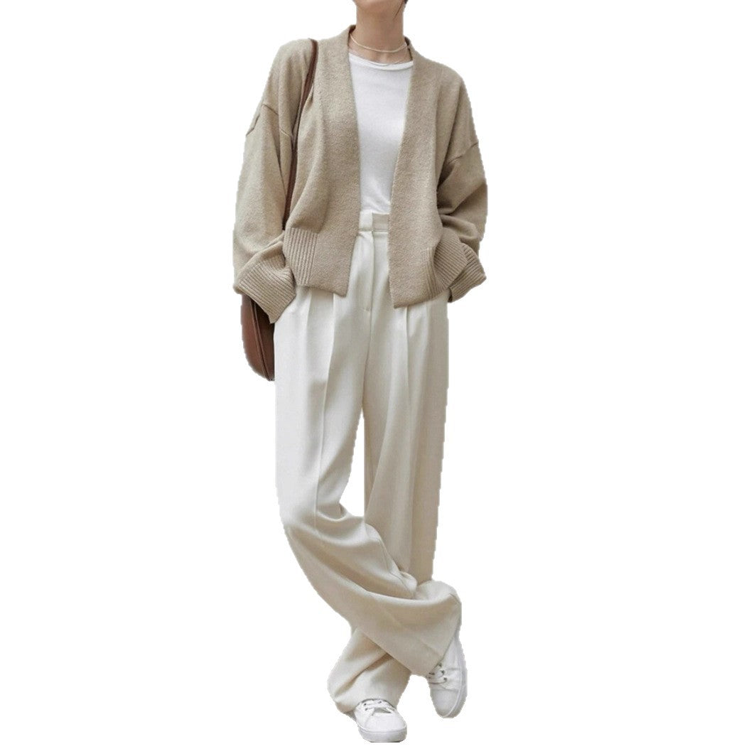 Hybrid cardigan for women with wide ribbed edge and belt Lune London