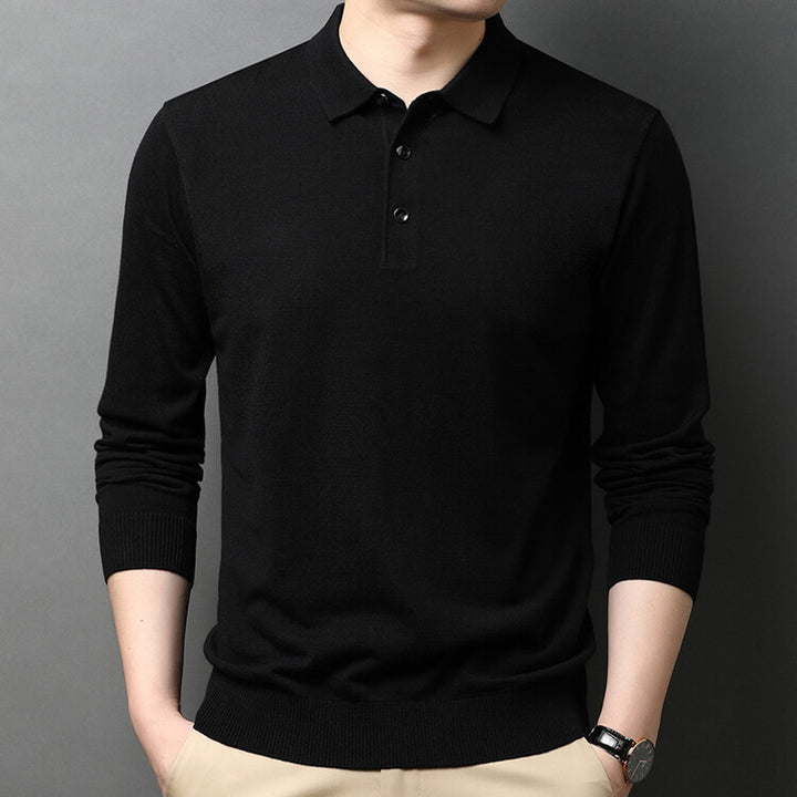 Lune London Elegant knit sweater for men with polo collar and button placket