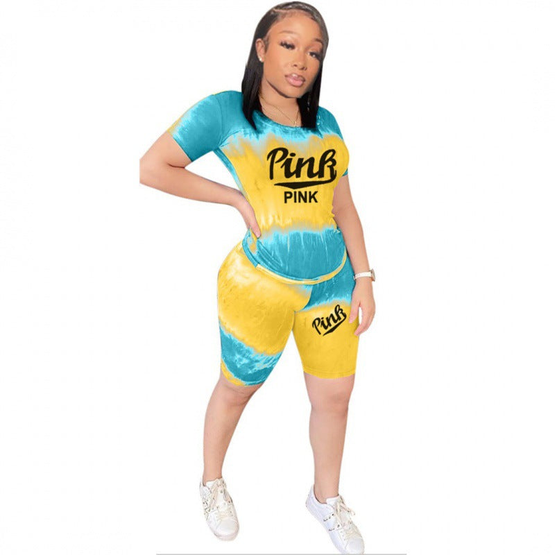 Tenue sportive pour femmes à manches courtes avec motif tie-dye tendance Chic & Stil