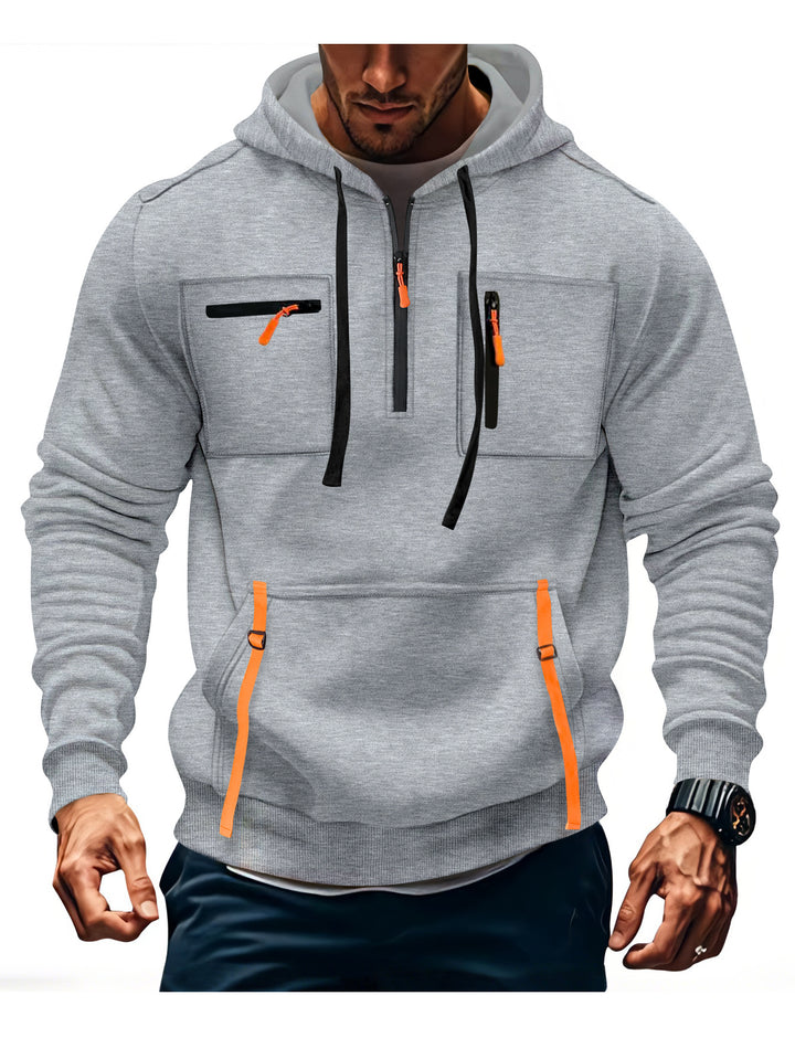 Men's stylish hooded sweatshirt with functional zip pockets Lune London