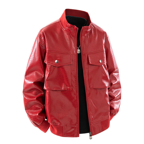 Casual pilot jacket for men in shiny faux leather Lune London