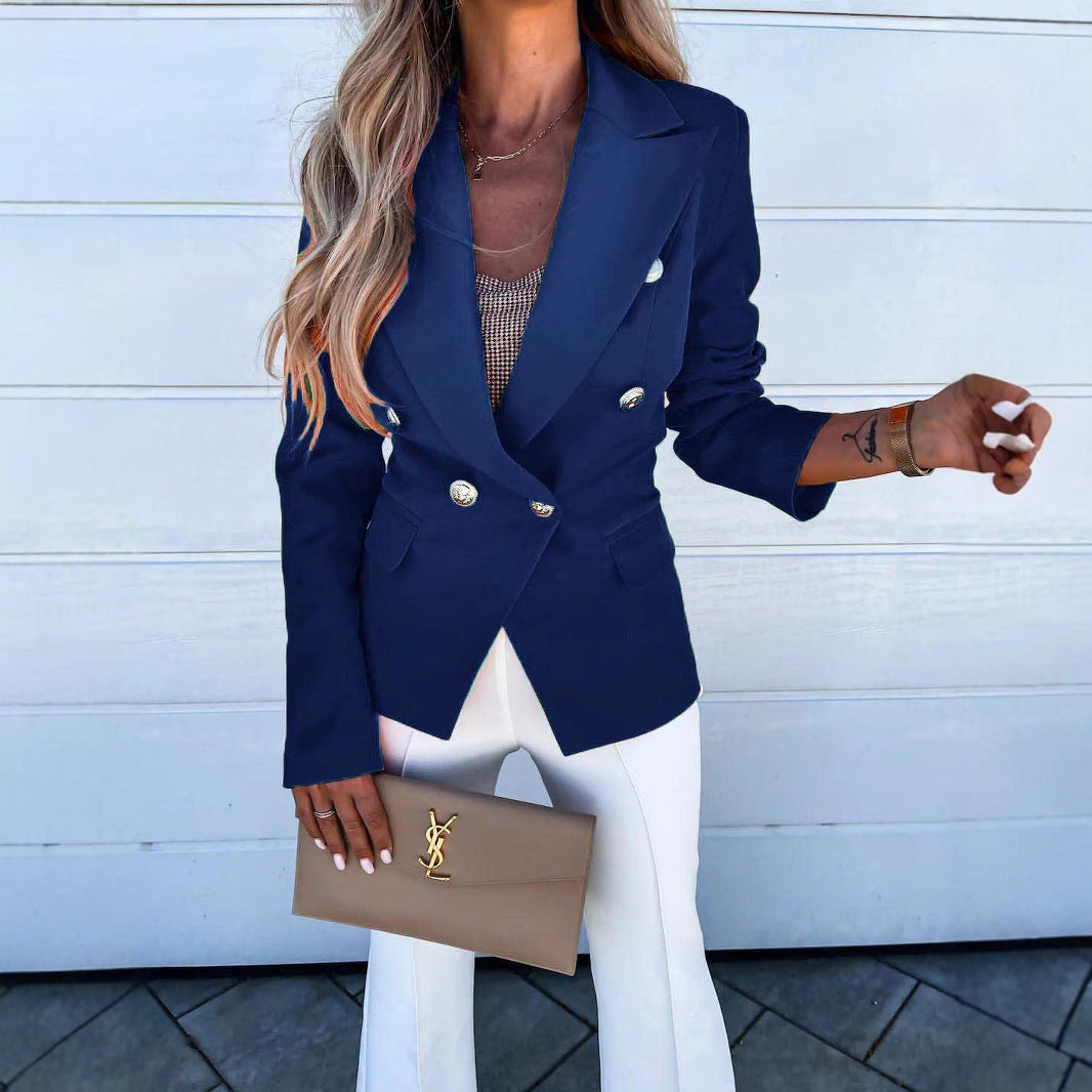 Veste blazer femme mode avec fermeture à double boutonnage et accents élégants Chic & Stil