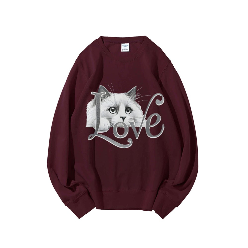 Sweat-shirt pour femmes avec un design de chat ludique et une coupe décontractée Chic & Stil