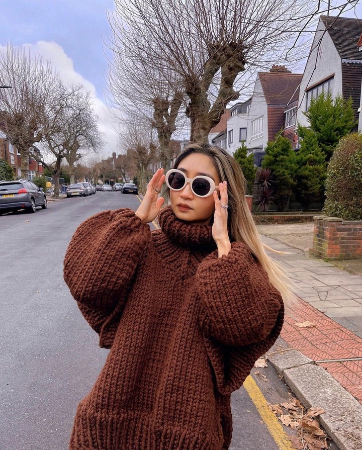 Knit sweater for women with high collar and wide sleeves Lune London