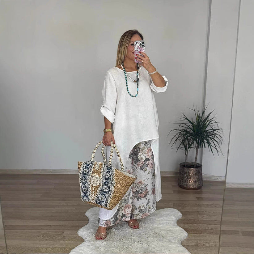Women's Casual Long Sleeve Shirt with Asymmetrical Hem Chic & Stil