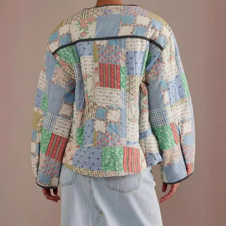 Ladies Quilted Bomber Jacket Patchwork Lune London