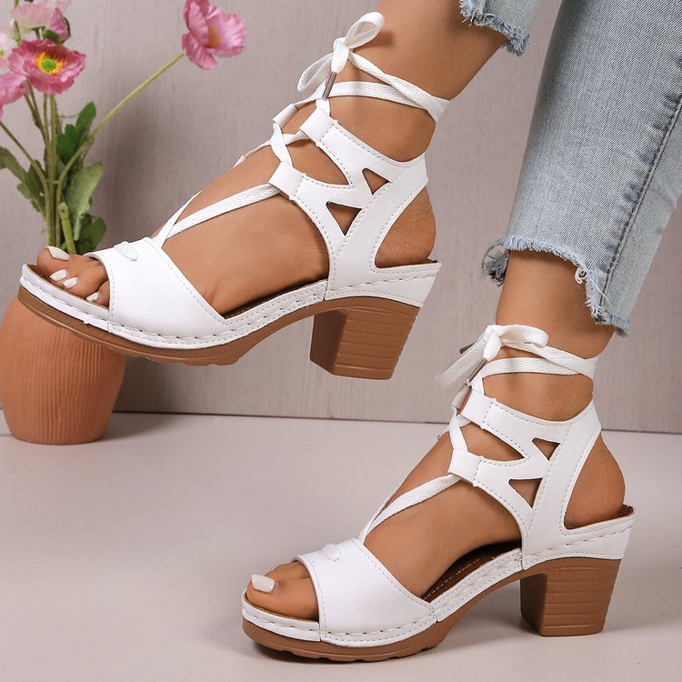 Elegant platform sandals for ladies with adjustable strap and comfortable insole Lune London