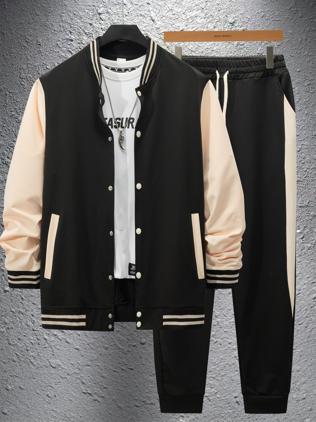 Elegant leisure set for men with a modern bomber jacket design and comfortable jogger pants Lune London