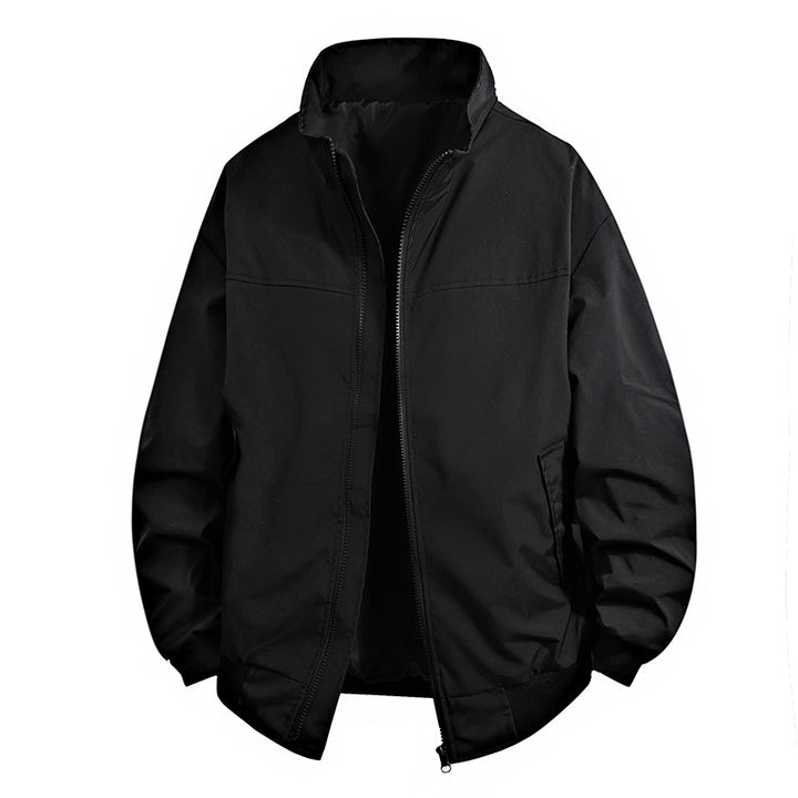 Transitional jacket for men with high collar and practical zippered pockets Lune London