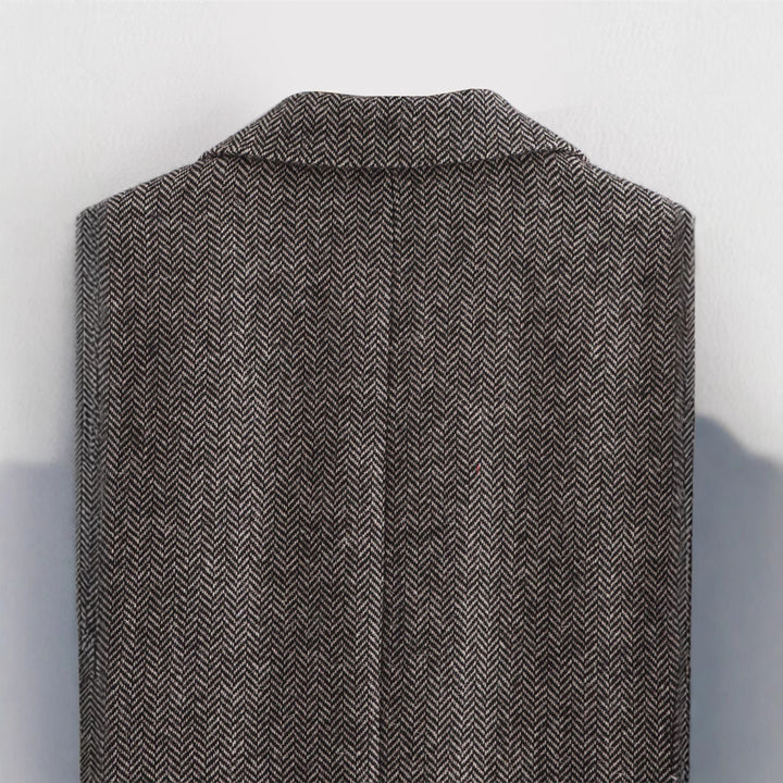 Elegant blazer jacket for women with textured herringbone pattern Lune London
