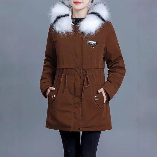 Insulated leisure jacket for women with removable faux fur collar Lune London
