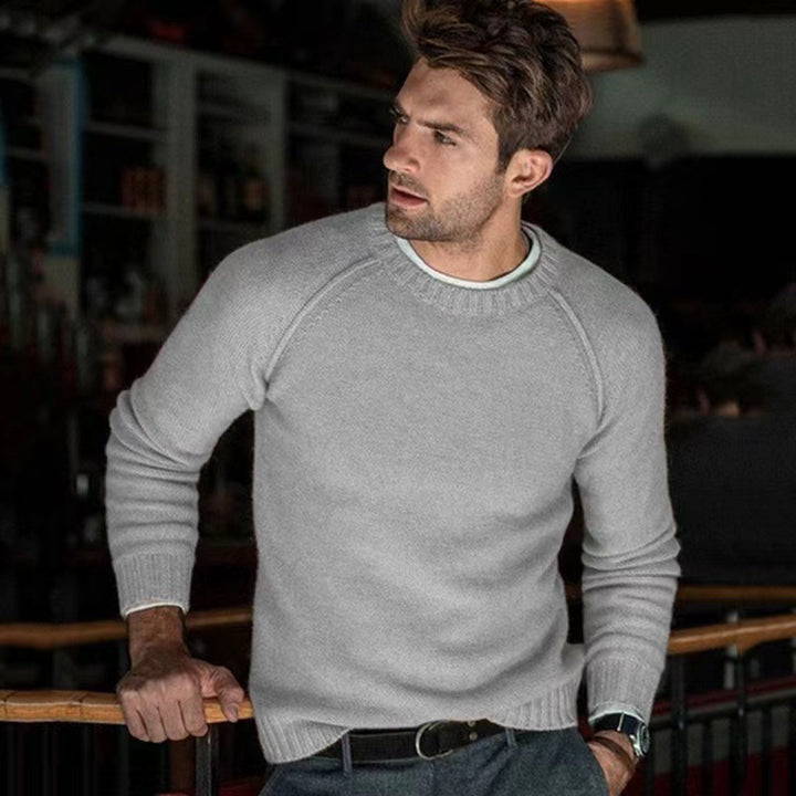 Crew neck pullover for men in fine knit Lune London