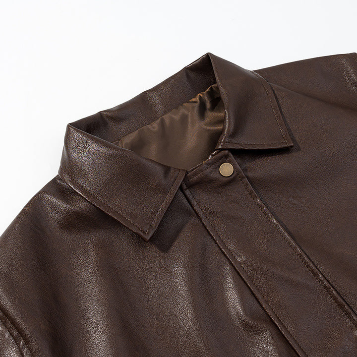 Casual faux leather jacket for women with practical flap pockets and a stylish collar Lune London