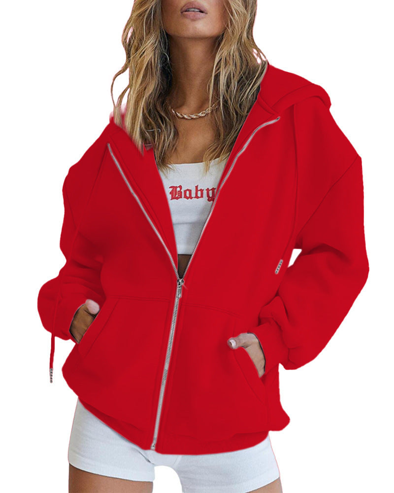 Oversized hooded jacket for women with full zip and practical pockets Lune London