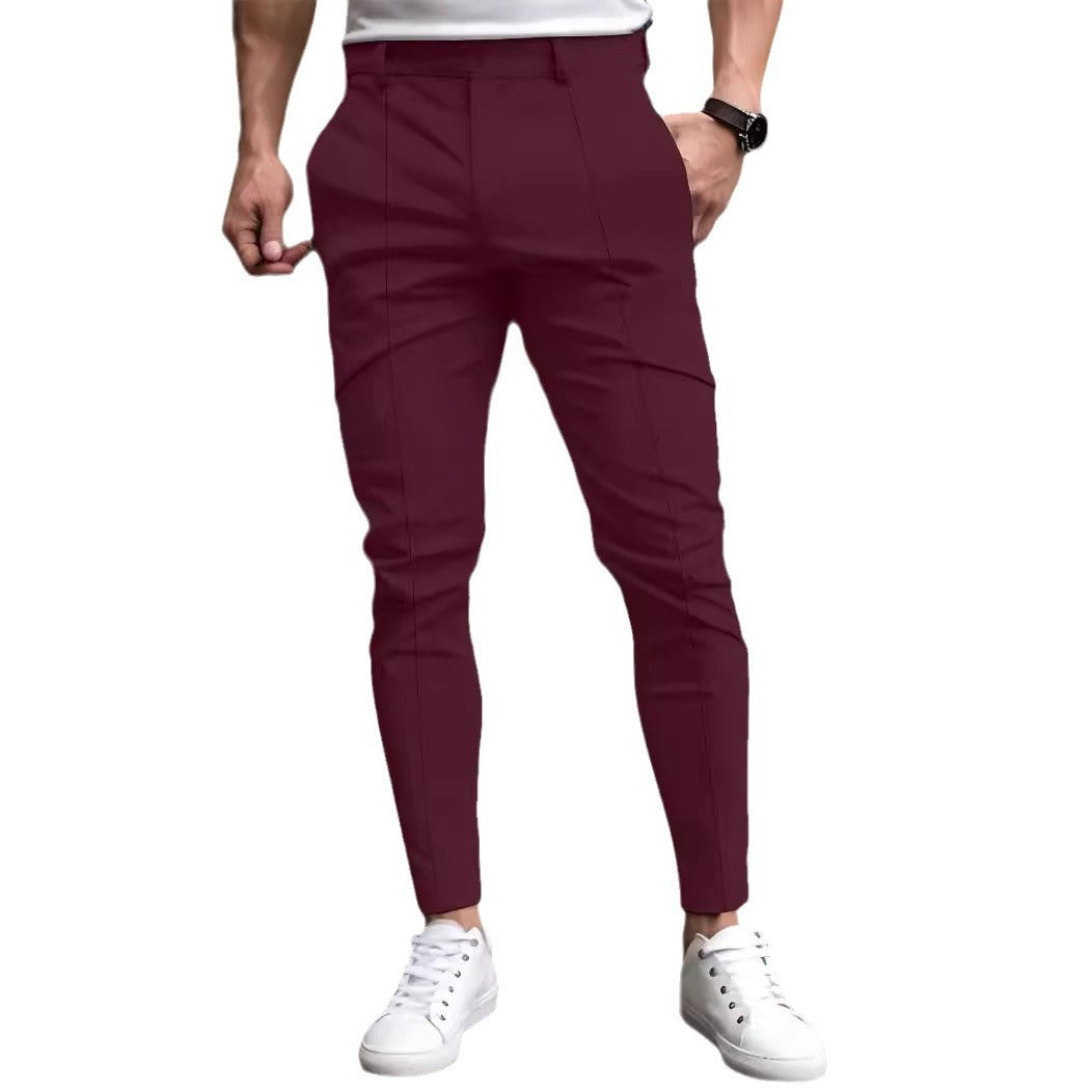 Pantalon chino slim-fit à la mode pour hommes avec taille élastique et poches polyvalentes Lune London