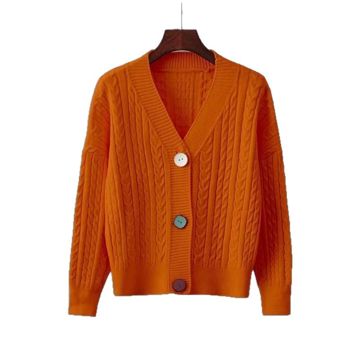 Cardigan en tricot épais pour femme avec col en V et boutons décoratifs Chic & Stil