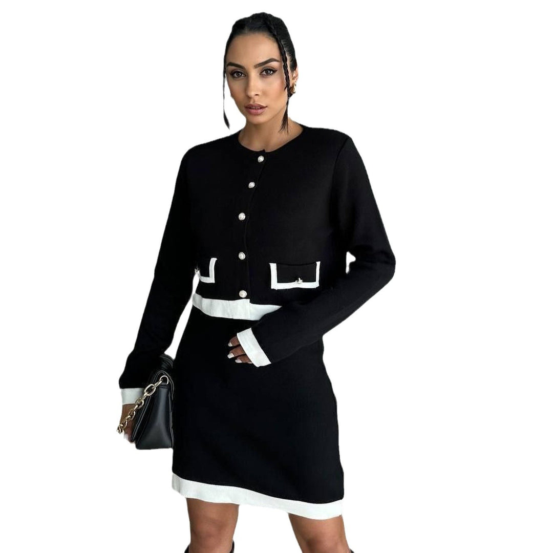 Elegant knit dress for women with contrasting details Lune London