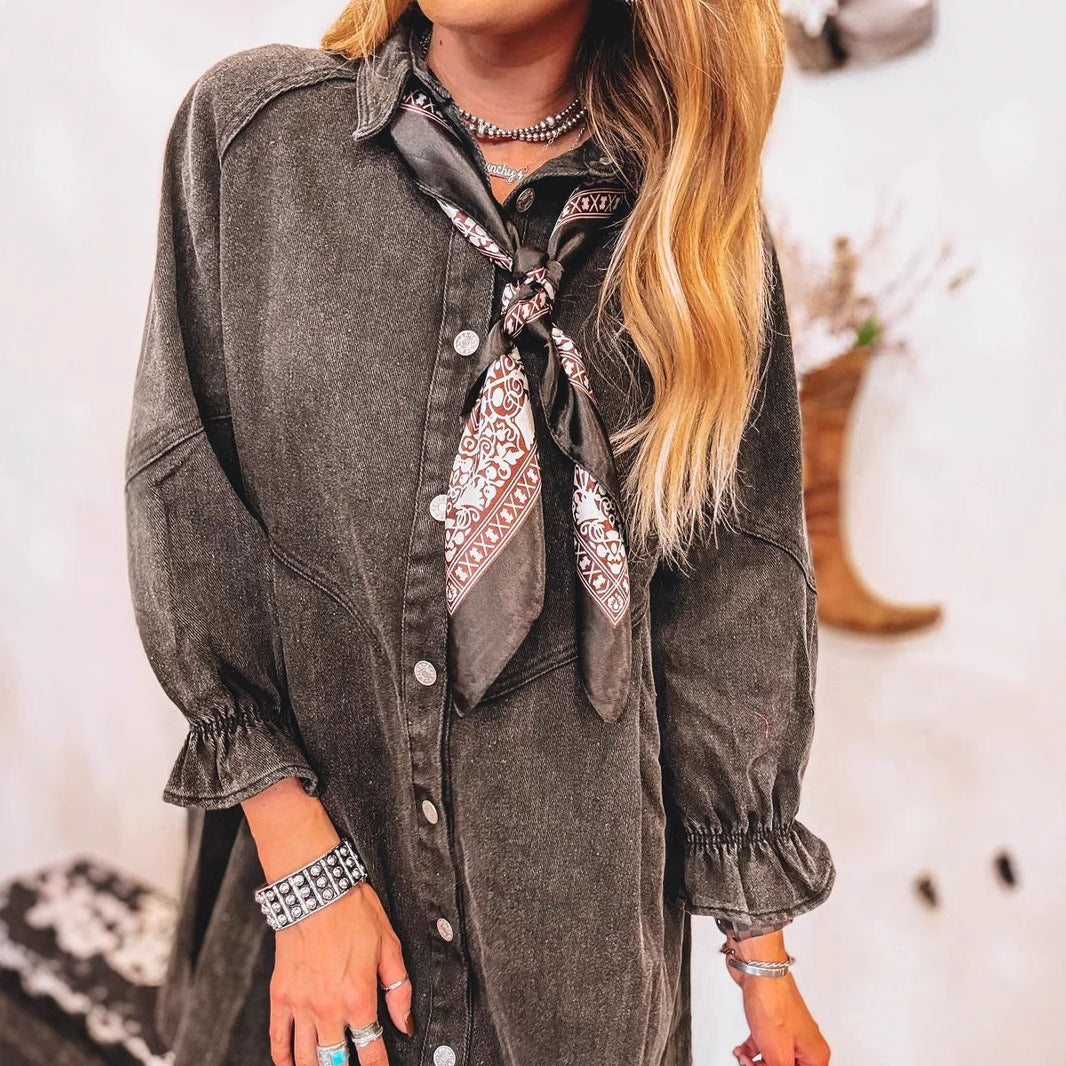 Robe chemise en denim pour femmes Chic & Stil
