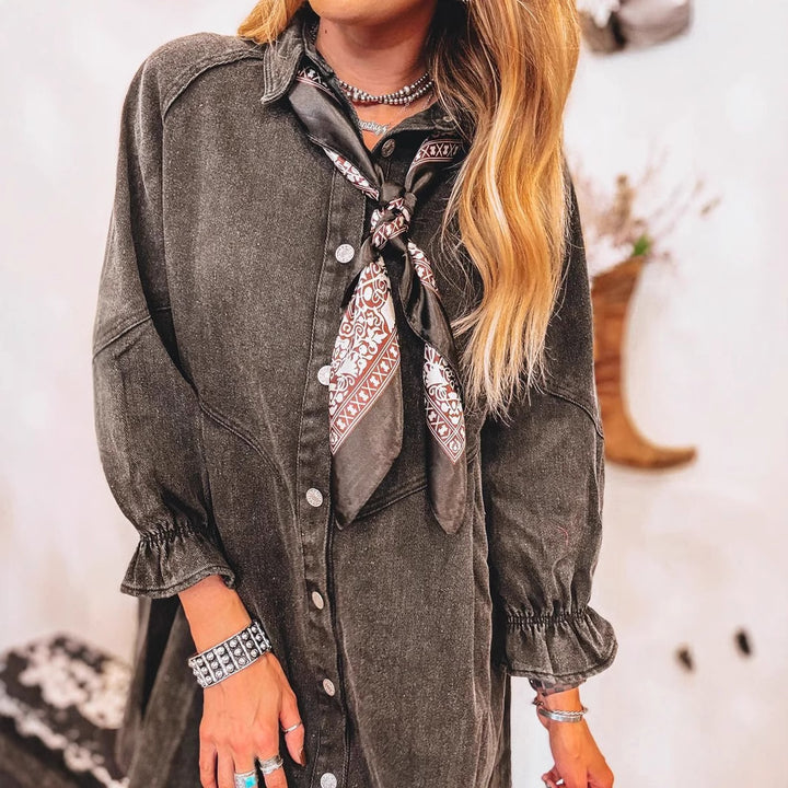 Robe chemise en denim pour femmes Chic & Stil