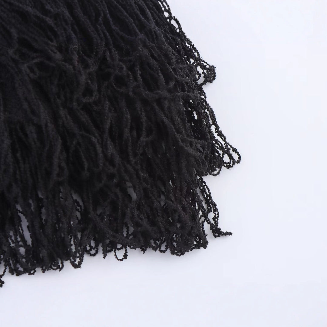 Thick knit jacket for women with fringes Lune London
