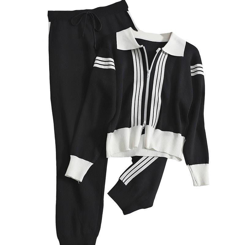 Women's knit zip lounge set with sporty details Lune London
