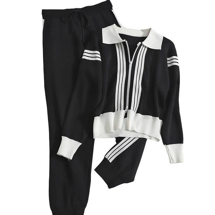 Women's knit zip lounge set with sporty details Lune London