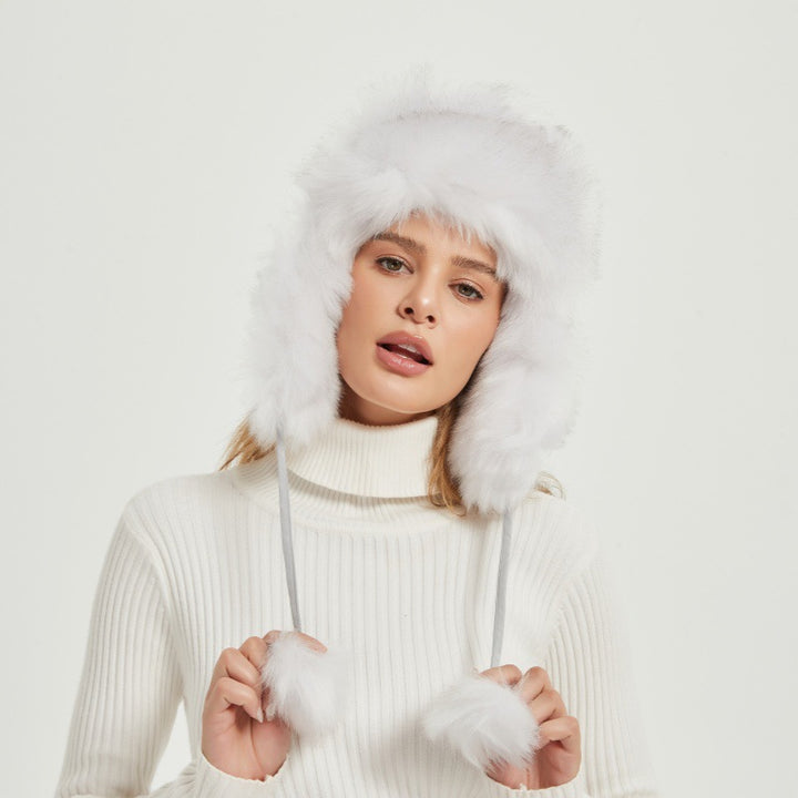 Ladies Fur Winter Hat with Animal Ears and Voluminous Design Lune London