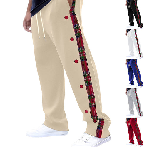 Leisure trousers for men with snap button detail and checkered hem Lune London