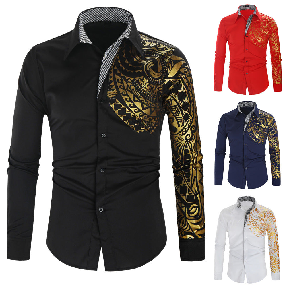 Lune London | Men's Long Sleeve Shirt with Exotic Print Design and Contrast Collar