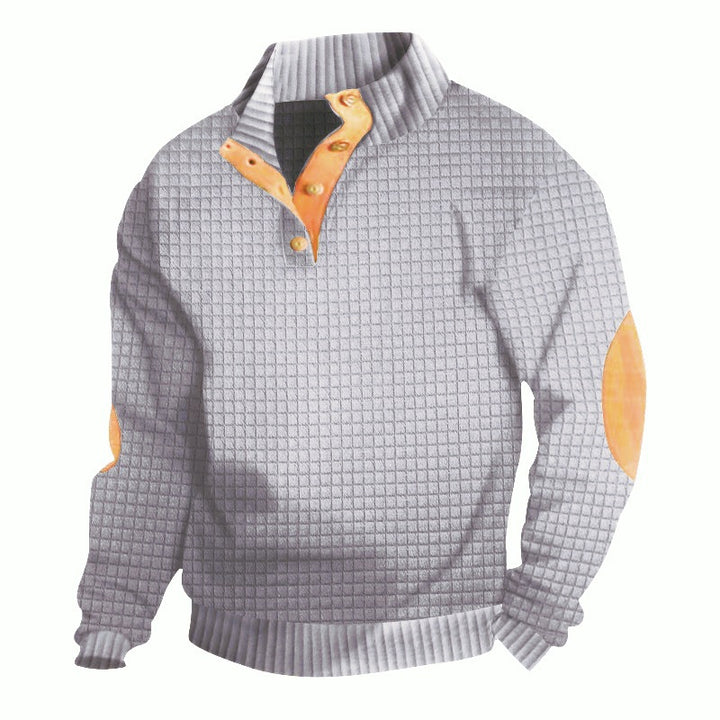 Men's Comfortable Sweatshirt with Button Placket and Contrasting Elements Lune London
