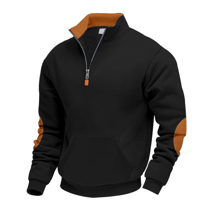 Elegant men's fleece sweater with high collar and functional zipper Lune London