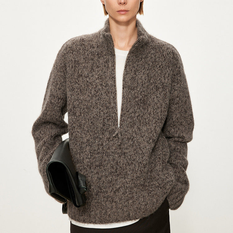 Ladies oversized knitted vest with V-neck and chic style
