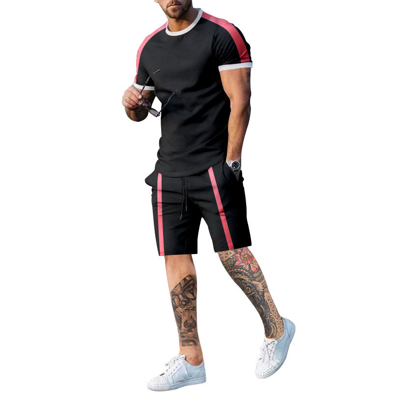 Shorts and short sleeve t-shirt set for men with contrasting stripes Lune London