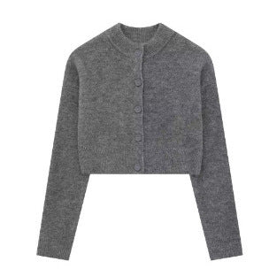 Cropped knit jacket for women with elegant button details Lune London