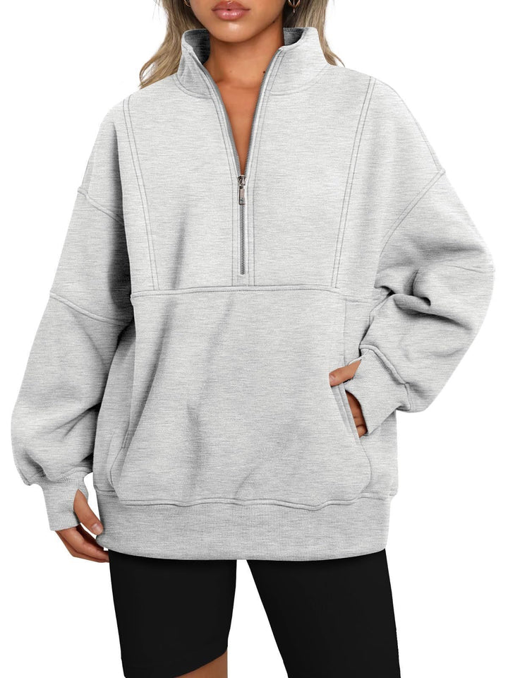 Sporty hoodie top for women with high collar and zip Lune London