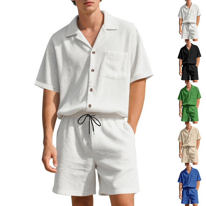 Casual men's set with cropped top and elastic shorts Lune London