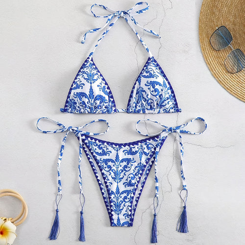 Lune London Tie Front Triangle Bikini Set