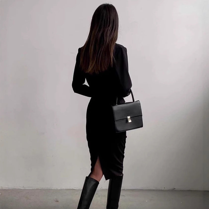 Fitted wrap dress for women with long sleeves and elegant cut Lune London