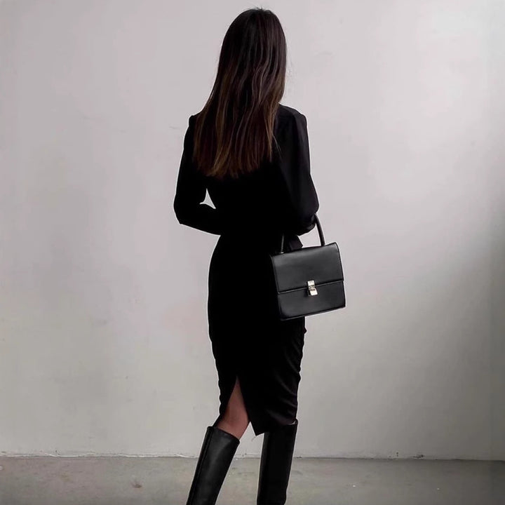 Fitted wrap dress for women with long sleeves and elegant cut Lune London